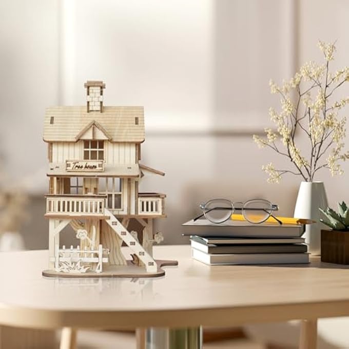 3D PUZZLE TREE HOUSE, WOODEN MODELS BUILDING KITS ADULTS, MODEL MAKING SET WOOD, CREATIVE DIY CRAFT SET FOR HOME DECORATION, CHRISTMAS, BIRTHDAY, MEN WOMEN - Image 2